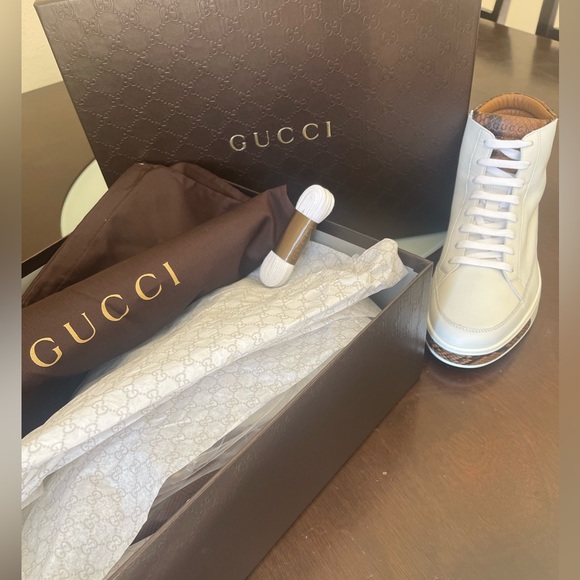 White leather ( python snakeskin) mens Gucci high top shoes size 7.5 - Picture 3 of 3
